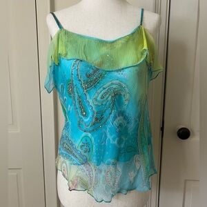 Vintage Y2K 2000s Silk Beaded Tank Top